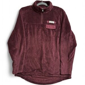 Magellan Outdoors Red Zip Up Sweater Plush Fleece Stand-Up Collar